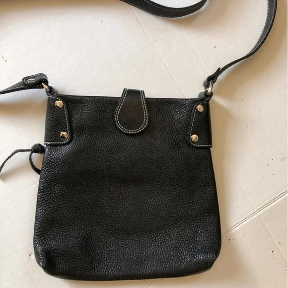 Vera Pelle Black Pebbled Leather  Crossbody - Picture 3 of 15